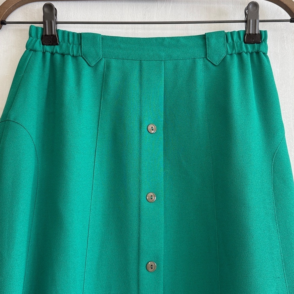 Vintage Sunlai Kelly Green A-Line Midi Skirt Women's Size Small - Picture 9 of 15